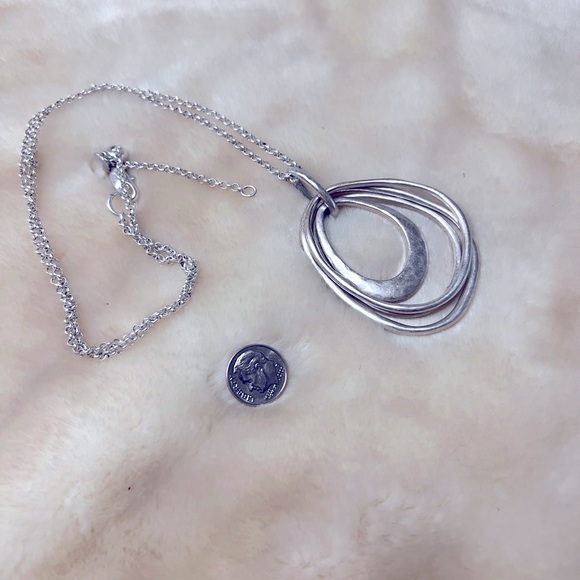 Bella Uno Worn Silver Multi Tear Drop Necklace - Picture 4 of 4